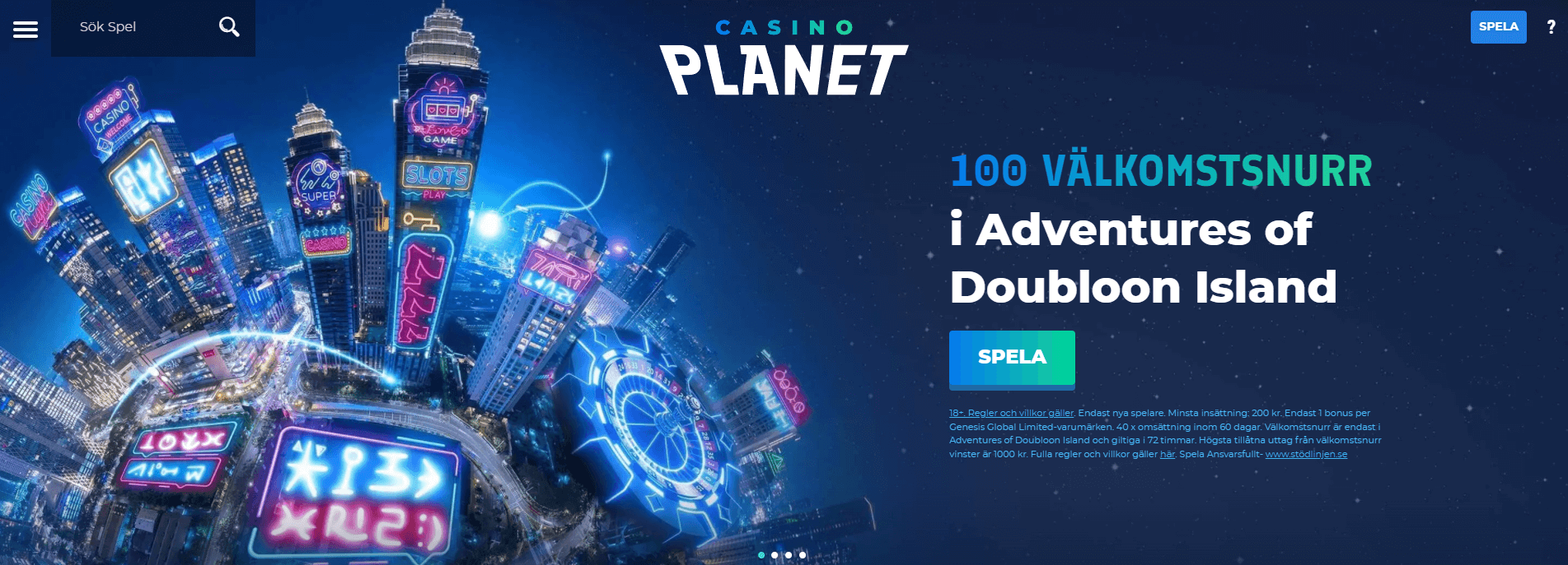 Banner erbjudande för Casino Planet